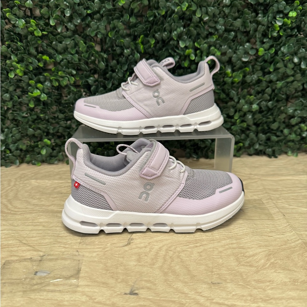 On Running Kids Shoes in Pink and Gray